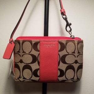 NWT Coach wristlet pink/tan brown